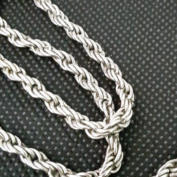 Silver Tone Rope Chain Necklace - Picture 5 of 7
